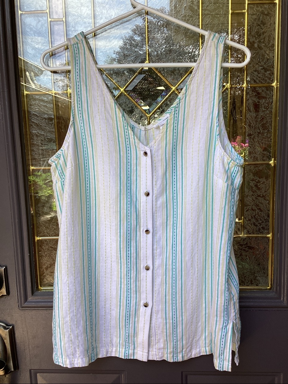 Tribal Jeans Sleeveless Button-Up Top